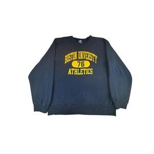 Vintage 90’s Champion Boston University Athletics 76 Crew Sweatshirt Blue Sz XL